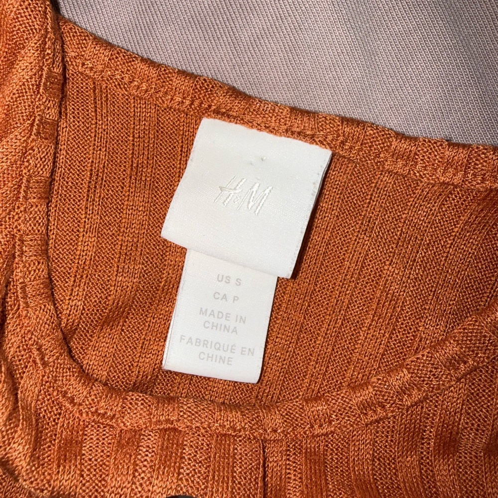 H&M Ribbed Button-Front Tank Top - Rust - Picture 3 of 5